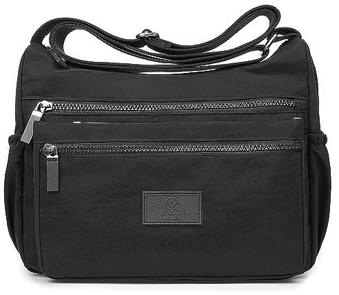 VOLGANIK ROCK Kleine Handtasche Damen aus Wasserabweisendes Nylon Umhängetasche Damen Mittelgroß Leichtgewichte Umhängetasche Schultertasche Crossbody Bag Tasche für Den Alltag Reisetasche