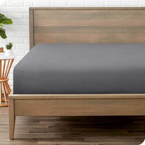 Bare Home - Spannbettlaken 90 x 200 cm - Doppelt gebürstete Polyester-Mikrofaser - 30 cm Tiefe Tasche - Oeko-TEX Standard 100, 90 x 200, Dunkelgrau
