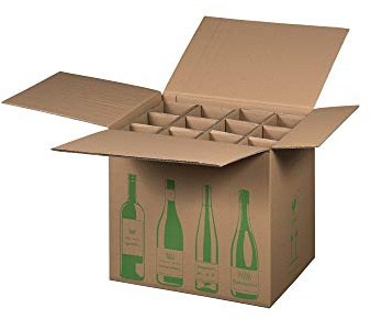 karton-billiger | Caja de envío de botellas de vino, certificado PTZ, DPD, Hermes, 2 tamaños | 6-12 botellas (10 unidades, 12 botellas)