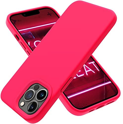 OTOFLY for iPhone 13 Pro Max Case [Compatible with MagSafe] Full-Body Silicone Shockproof Slim Thin Phone Case for iPhone 13 Pro Max 6.7 inch (Neon Pink)