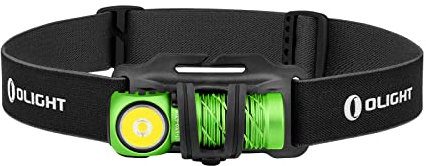 OLIGHT Perun 2 Mini Head Torch 1100 Lumens Rechargeable, Multi-use Right Angle Pocket Light Bright Waterproof Flashlight with Headband, Perfect for Night Camping, Running, Hiking(Lime Green)