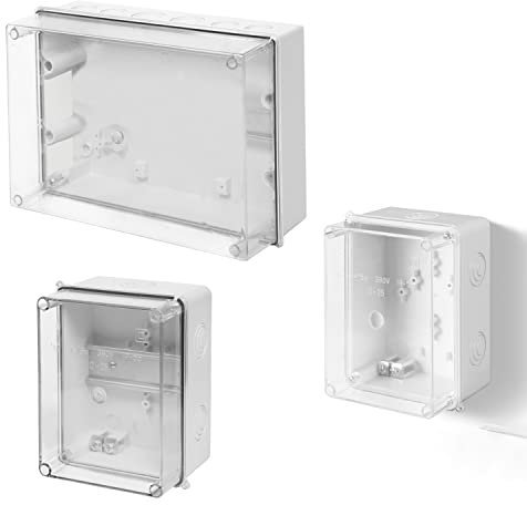 asvendo elektro/Industriegehäuse/Leergehäuse/Schaltkasten/Verteilerkasten/Abzweigkasten / IP55, wassergeschützt, Feuchtraum/mit oder ohne Hutschiene (ohne Hutschiene / 118x158x90 mm)