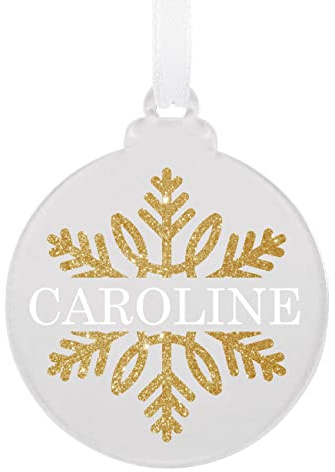 Herz & Heim® Christbaumschmuck Geschenk-Anhänger Acryl/Personalisiert mit Namen (Schneekristall)