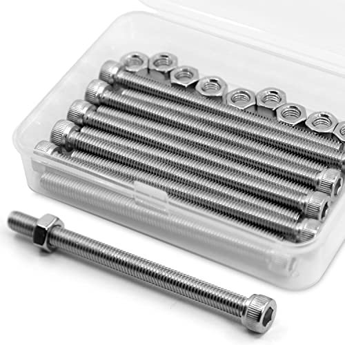 M6*90mm 10 Stück 304 Edelstahl Sechskantschrauben Bolzen und Muttern set, Maschinenschrauben schrauben
