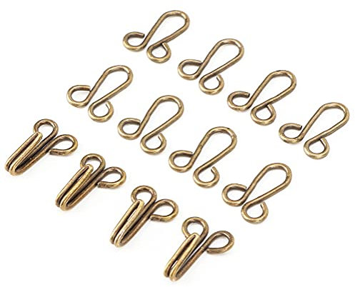 Goldene Haken und Ösen Zum Nähen, 17 Mm, Mäntel Zum Übernähen, Große Haken, Mäntel (Bronze), 10 Stück Pelzhakenverschlüsse (Befestigen Sie den Halsbandhaken aus Bronze mit)