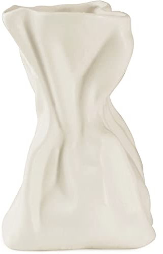 18 cm Keramik Papiertüten Vase, einzigartiges Design Blumenvasen für Moderne Wohnkultur und Tischdekoration, dekorative Vase für Pampasgras - Beige