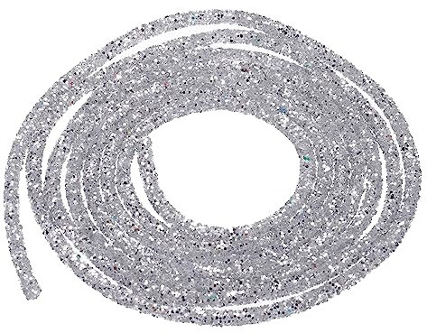 QUARKZMAN 225cm x 6mm Glitter Paillettes Corda Paillettes Strass Tubo Cordoncino per Fai Da Te Matrimonio Vestiti Costumi Abbigliamento Scarpe Gioielli Accessori, Grigio Argento