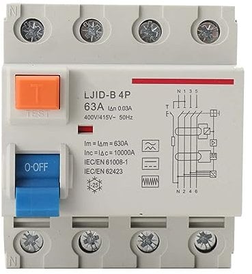 TABODD FI-Schutzschalter Typ B 63A 30mA 4Polig, Fehlerstrom-Schutzschalter Allstromsensitiv Schalter Automat Sicherung Circuit Breaker, FI-Schalter DIN Hutschiene
