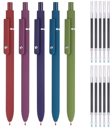 JIANTA 5 Gelstifte, 0.5mm Gel Stifte, Schwarze Mine Ersatz 10 | Schnell Trocknende Tinte Roller Kugelschreiber, Gelschreiber für Home-Office Büro Zuhause(B)