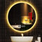 Beleuchtete LED-Spiegelleuchte mit Touch-Schalter + Demister + Zeit/Temperatur, runder, rahmenloser, hintergrundbeleuchteter Make-up-Kosmetikspiegel