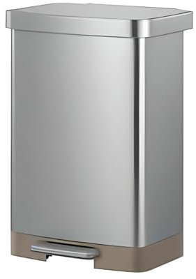 EKO - Cubo de basura Hudson con pedal - Soporte integrado para bolsas y filtro de carbono - Acero inoxidable, resistente a las huellas dactilares - Perfecto para cocina y hogar, acero, 50 litros