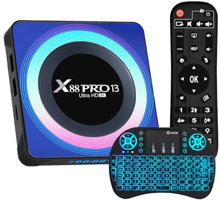 CHROX Android 13.0 TV Box, X88 PRO 13 Android Box 4GB RAM 128GB ROM RK3528 Quad-Core Support Wifi6 2.4Ghz/5.0Ghz 4K HD BT 5.0 H.265 Smart TV Box with Wireless Mini Keyboard,2GB+16GB