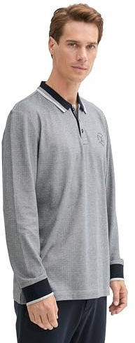 TOM TAILOR Herren 1043419 Longsleeve Basic Piqué Poloshirt, 24571-Navy White Two Tone Pique, M