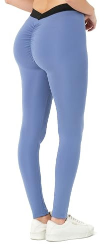 Generisch B4Y - Damen Sport Leggings, V Leggings, High Weist Gym, V Shaped Back Scrunch, Push Up, Yoga, Sport, Fitness, Freizeit