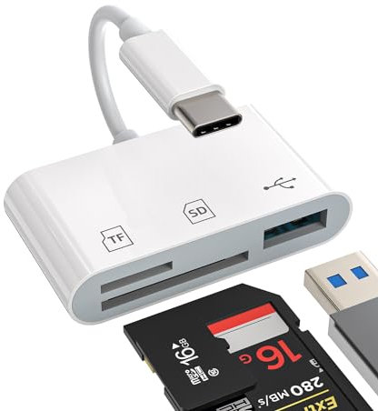 TF - Lector de tarjetas micro SD USB C Hub (3 en 1) tipo C 3.0 puerto adaptador de estación de acoplamiento para Apple iPhone15 Pro Max para iPad Macbook compatible con Samsung Galaxy Thunderbolt 4