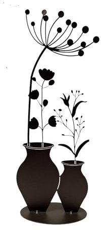 Edelrost Doppelvase Blumen Edelrostblume Metallblume Blume Rost Garten Metall Blumen Vase Deko Dekoration (Schwarz beschichtet)