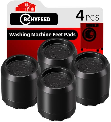 RCHYFEED Lot de 4 amortisseurs de vibrations universels pour machine à laver et sèche-linge - Anti-vibrations - Pour machine à laver et sèche-linge - Réfrigérateur (noir)