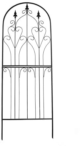 SCENDOR GARDEN Treillis Métallique 220 cm x 75 cm x 1,6 cm Grand Treillis de Jardin Noir Revêtu de Poudre en Fer Forgé Décoration Métallique Lourde pour Rose Clematis Lierre Résistant aux Intempéries