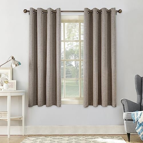 CUCRAF Vorhang 100% Blickdicht Leinen Gardinen mit Ösen Verdunklungsvorhänge Gardinen Leinen H160 x B132 cm 2er Set, Thermovorhang Kälteschutz Schallschutz Vorhang für Wohnzimmer Schlafzimmer