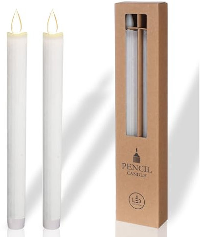 COMFORDER Echtwachs LED Kerzen mit flackernder Flamme (2er Set), elektrische Stabkerzen mit Timerfunktion, (Weiß)