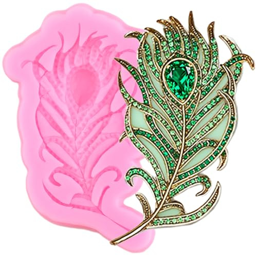XMOLDNMS Feather Silicone Mould Peacock Feather Fondant Moulds for Cake Decoration Cupcake Topper Candy Chocolate Polymer Clay Gum Paste