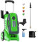Lavadora a presión eléctrica 4800PSI-Max 3.2 GPM, lavadora a presión eléctrica con mango telescópico, lavado de autos, limpieza de suelos, color verde