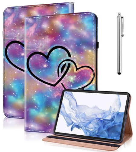 GLANDOTU Hülle für Fire HD 10 2019/2017 - Schutz Amazon Fire HD 10 Tablet (9. Gen 2019 & 7. Gen 2017) Schutzhülle, Flip PU Leder mit Stifthalter und Stand für Kindle Fire HD 10 - Zwei Herzen