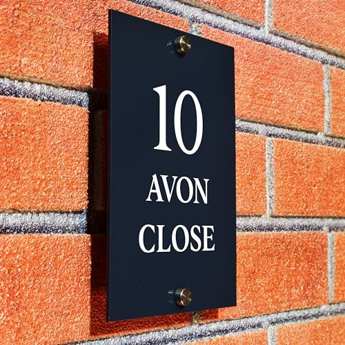 Badgemaster Modern Vertical Anthracite Grey House Number Sign Plaque Stainless Steel Standoffs 13cm x 20cm
