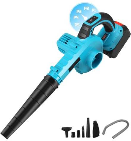 Akku Laubbläser/Laubsauger für Makita 18v Batterie, 2 in 1 Laubbläse mit 7500mAh Batteriex2, 5 Drehzahlregelung, Gebläse für Laub Zusammenkehren und Aufsaugen (ohne Akku)