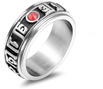 Caiduoduo Drehbares Amulett mit Diamantringen für Herren- und Damenfinger Titanstahlringe