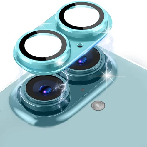 LanQii Protector Lente Cámara Compatibile con iPhone 16/iPhone 16 Plus, Aleación Aluminio Vidrio Templado Pantalla Película, 9H Dureza Anti-Arañazos para iPhone 16/iPhone 16 Plus, Verde