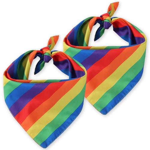 NICECONE 2 Stück Regenbogen Bandana, Gay Pride LGBTQ Bandana-Stirnband, farbenfroher Unisex-Schal für Frauen, Männer, Festivals, Partys und den Alltag