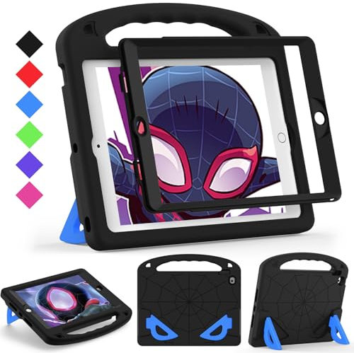 LKOOZO Funda Infantil para iPad 9ª/8ª/7ª Generación (iPad 10.2 Pulgadas 2021/2020/2019), Funda a Prueba de Golpes con Protector de Pantalla (Negro)