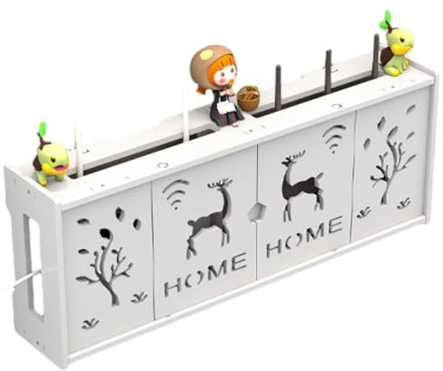 Serenitison Scatola Router WiFi da Parete,Porta Modem,Porta Router da Parete,Immagazzinaggio Nascondi Cavi,Organizer da Parete,Copri Modem,Nascondi Il Router e Organizza i Cavi,Bianco,AntiGraffio