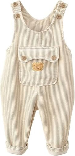 AOOPOO Salopette Bambini Bimba in Velluto a Coste Tuta Pantaloni Bambini Unisex con Bottoni Bretelle Comodo Cotone Pagliaccetto Senza Maniche con Motivo dell Orso