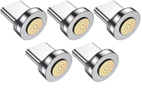 Dwqnvf Magnetische Stecker-Aufsätze Typ C auf 7 Pin, Ladekabel-Adapter für magnetisches Ladegerät, 360-Grad-Rotationsanschluss, 5 Stück