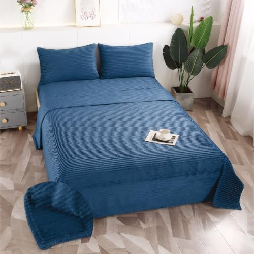 Juego de Sábanas Jacquard Termica 4 Piezas para Cama de 135 - Sábanas para Invierno Polar Cama Matrimonio | Bajera Ajustable 135x190/200+30cm, Encimera de 210x260cm y 2 Fundas Almohada 50x70cm
