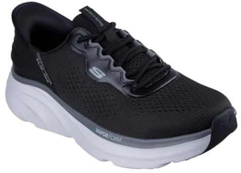 Skechers Men's D'Lux Vapor Slip-On Sneakers, Black Mesh/Hotmelt/Charcoal Trim, 8 UK