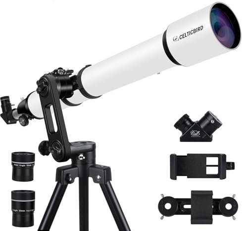 Telescope for Adults High Powered, 90mm Aperture 1000mm Refractor Telescopes for Adults Astronomy Telescopio with High Precision Adjustment, Ultra-Stable Vertisteel AZ Mount Base Tripod, Phone Adapte