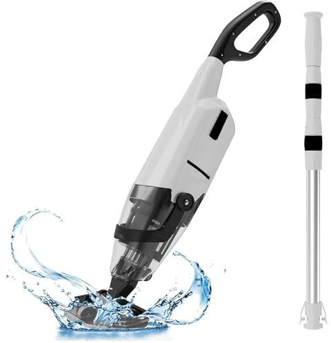 Aspirateur de piscine sans fil rechargeable pour piscine hors sol et enterrée – Autonomie de 90 minutes, avec perche télescopique de 175,3 cm, aspirateur de spa pour jacuzzi – Charge rapide 3H (gris)