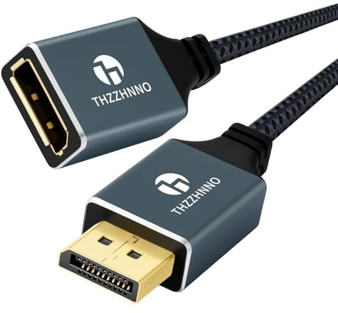 Thzzhnno DisplayPort Extension Cable 2M, DisplayPort 4K Male to Female Cable, DP to DP Extended Lead Supports 4K@60Hz for Gaming Monitor, Graphics, PC
