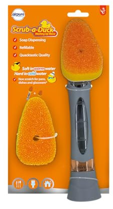 airpure Scrub-a-Duck Washing Up Wand | Soap Dispensing | Refilable | Non Scratch for Pans, Dishes and glasswar, Variety, One Size