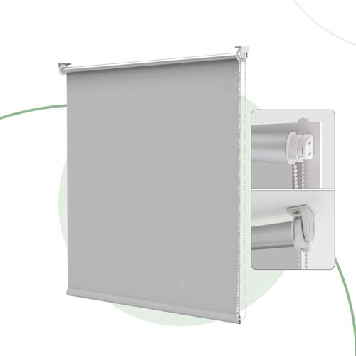 HOMEDEMO Verdunklungsrollo ohne Bohren, Verdunkelungsrollo Klemmfix, Hellgrau B105 x H170 cm (Stoffbreite 100cm), Klemmrollo Fensterrollo Sonnenschutz und Sichtschutz, Rollos für Fenster & Tür