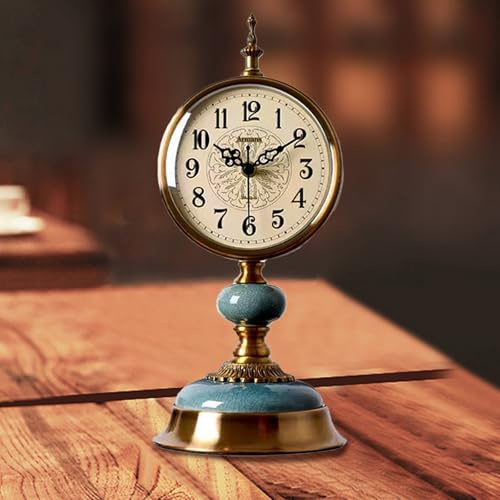 Vintage Tischuhr, Vintage Standuhr, Antik Silent tischuhr für Wohnzimmer | Klassische Nostalgie Tischuhr im Europäischen Stil, Tischuhren für Zuhause, Wohnzimmer, Schlafzimmer