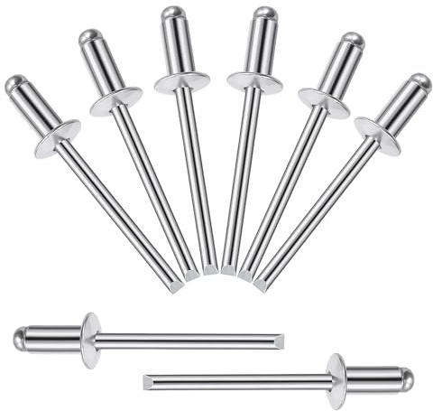 Songella Rivets Aveugles en Aluminium de 5 x 10 mm Rivet Pop à Extrémité Ouverte avec Poignée en Aluminium et Mandrin en Acier Lot de 100 (Argenté)