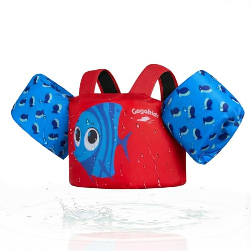 Gogokids Kinder Schwimmflügel Schwimmweste für Babies - Komfortable Schwimmhilfe mit Armbänder für Kinder von 1-6 Jahren,24-66lbs/11-30kg, Schwimmtraining Jacke mit Sicherheitsschnalle & Armärmeln