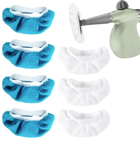 8 Pack Steam Mop Pads, Microfibre Reusable Steamer Covers - Absorbent Scratch-Free for Hard Floors Tiles Kitchens Bathrooms