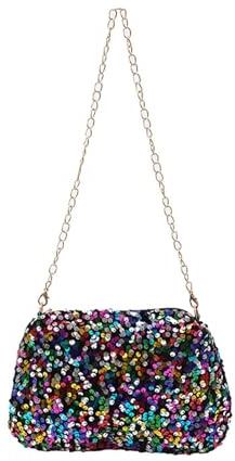 Kielsjajd Bunte Pailletten-Tasche Damen Glitzertasche Karneval Accessoire, Regenbogen Tasche Umhängetasche, Silber Glitzer Pailletten Tasche Handtasche für Karneval, Fasching, Mottoparty