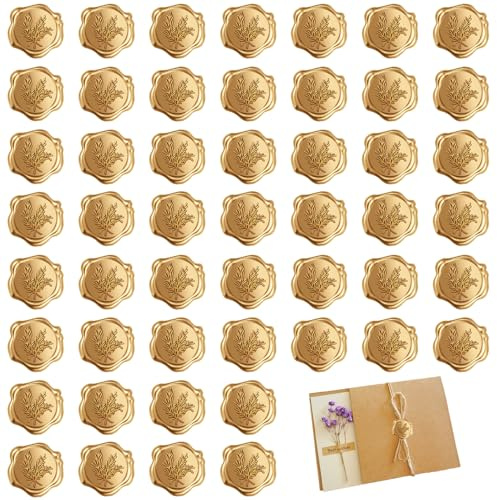 50 Stück siegelwachs,wachssiegel selbstklebend (gold) | wachssiegel,wachssiegel personalisiert,Für Einladungen, Wachssiegel Aufkleber Vintage,Umschläge, Geburtstage Und Partys