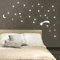 wDesigns Wandtattoo Sternenhimmel Sternschnuppe Mond 127 Stk leuchtend fluoreszierend